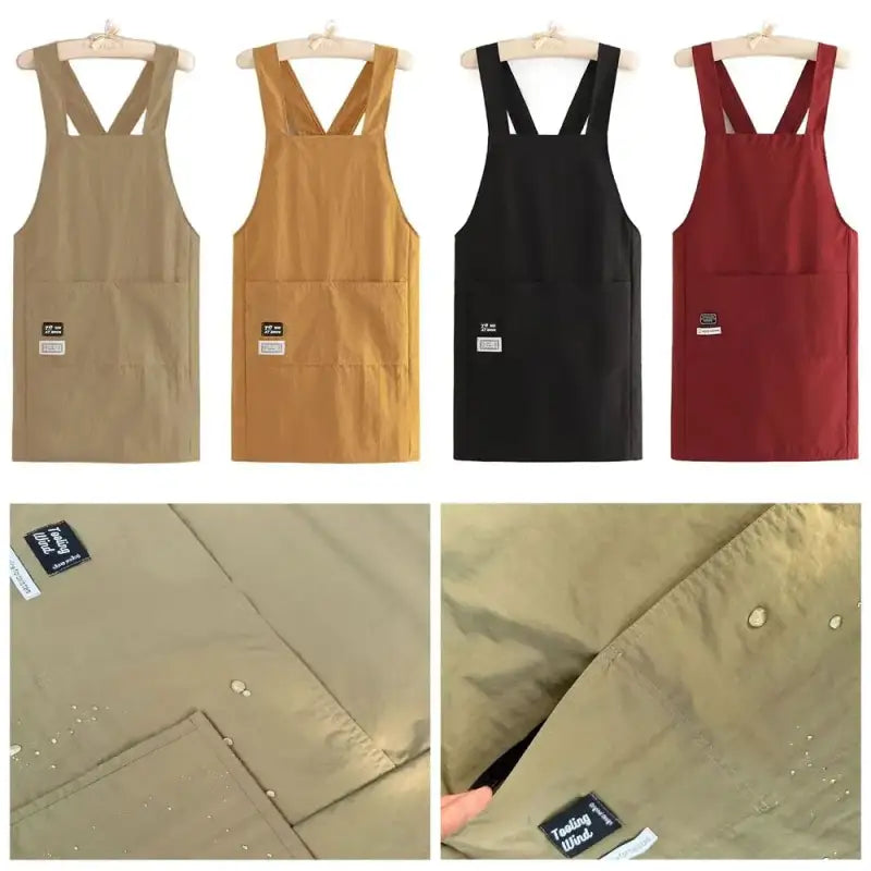Fashion Cross Strap Style Apron Waterproof Anti-fouling Nail Art Cafe Workwear Sleeveless Catering Waiter Work Clothes