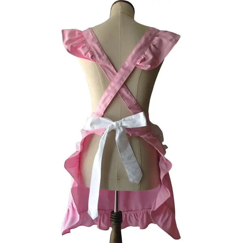 Tablier vintage rose et blanc
