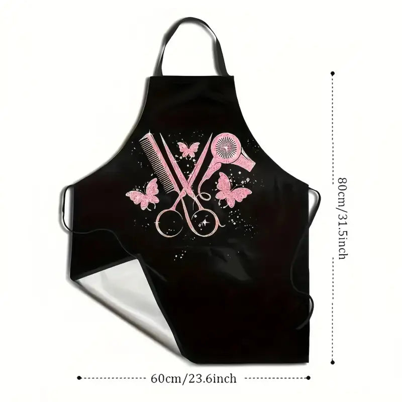 Tablier de Coiffeur Noir avec Motifs Rose