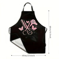 Tablier de Coiffeur Noir avec Motifs Rose