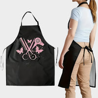 Tablier de Coiffeur Noir avec Motifs Rose
