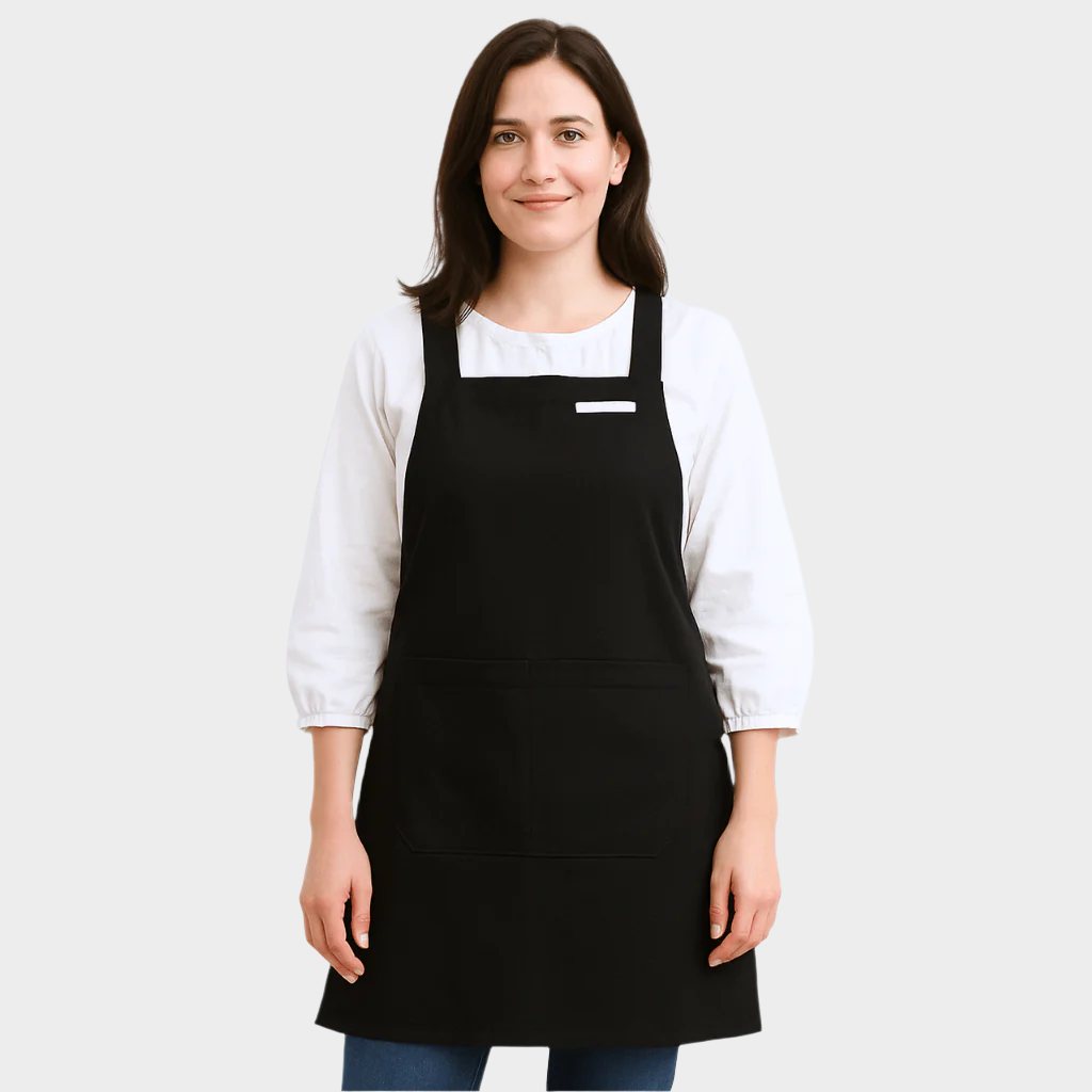 Tablier Japonais Long Noir Croisé au Dos