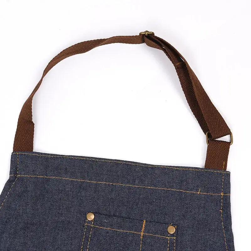 Adjustable Neckband Waistline Denim Apron Convenient Front Pocket Foldable Soft Wear-resistant Overalls For Home