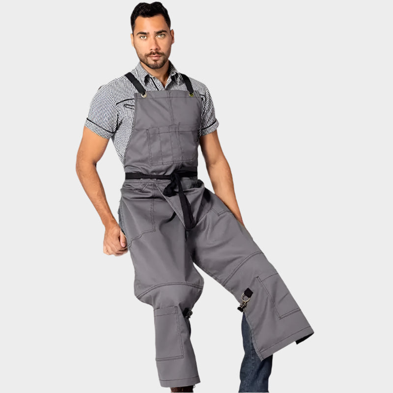 Canvas apron Split leg pants Cross adjustable shoulder strap apron Furniture work clothes 1pcs apron Gift - C