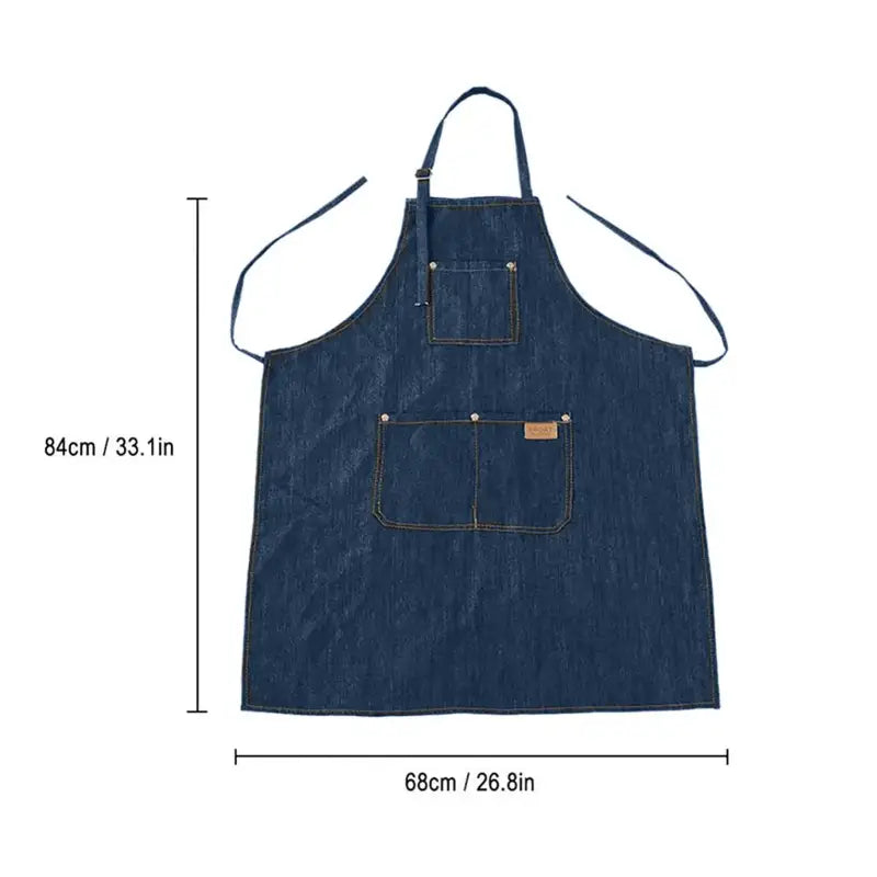 Denim Apron Salon Working Clothes Barber Cloth Kitchen Cooking Grill Restaurant Bar Shop Cafes Baking Beauty Nails