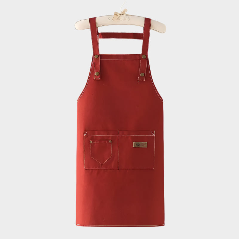 Fashion Apron Workwear Men’s Canvas Apron Restaurant Cowboy Work Cowboy Waist Oil Resistant Apron - Red