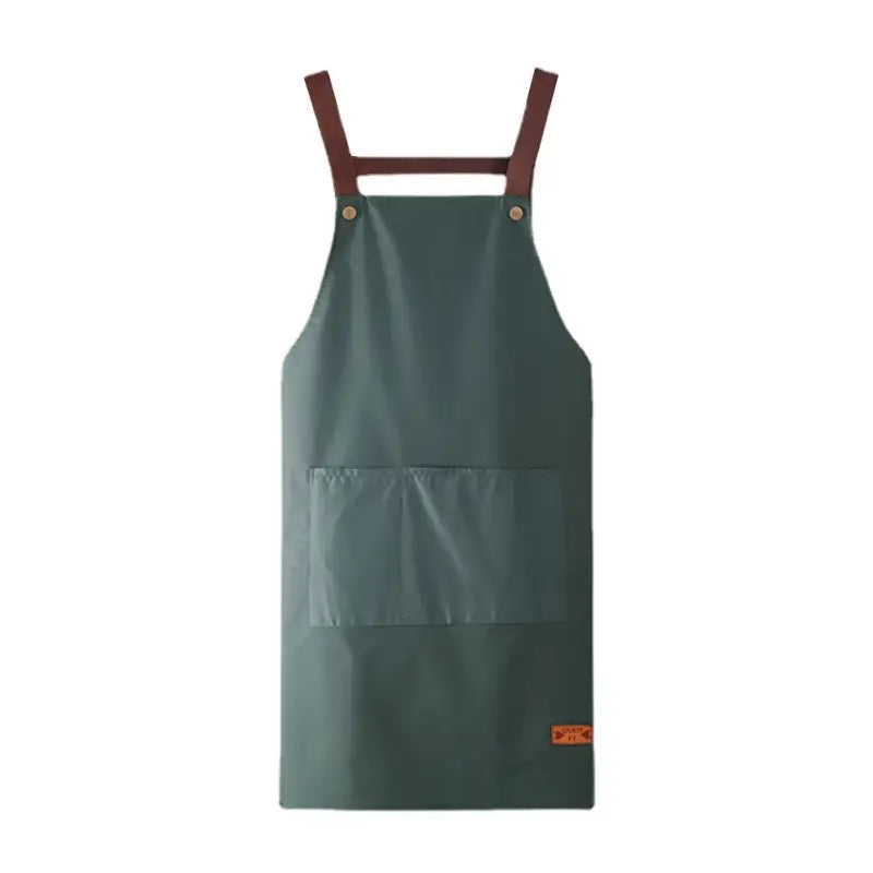 Fashionable Dark Green Waterproof Apron For Outdoor Barbecue And Home Kitchen Use -1PCS - green