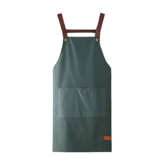 Fashionable Dark Green Waterproof Apron For Outdoor Barbecue And Home Kitchen Use -1PCS - green