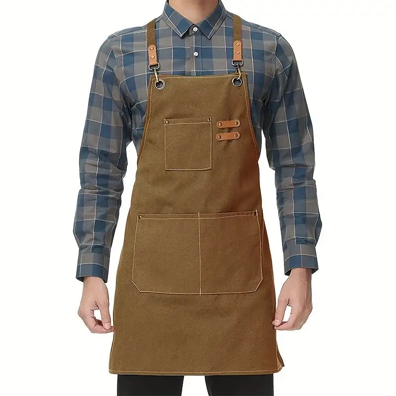 Household Canvas Apron Oil-proof Can Wipe Hands Kitchen CookingMen Women Adult With Tool Pockets Fashion Coffee Over