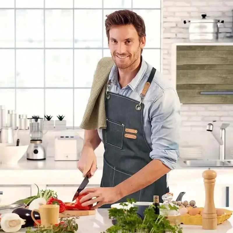 Tablier de Cuisine en Toile Imperméable avec Poches