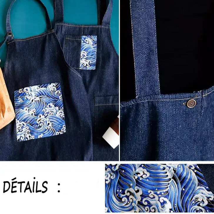 Japanese Cotton Denim Kitchen Apron Wear-resistant Men Women Barista Aprons With Pockets For Barbershop Painting