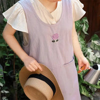 Tablier Japonais Croisé en Coton avec Broderie