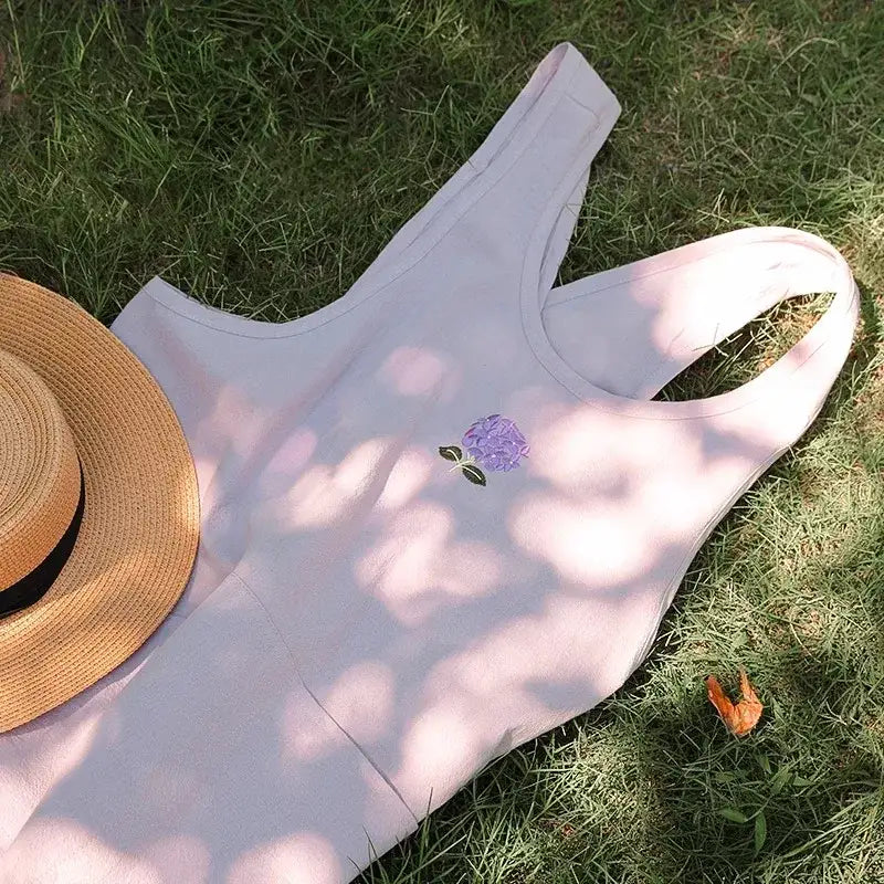 Tablier Japonais Croisé en Coton avec Broderie