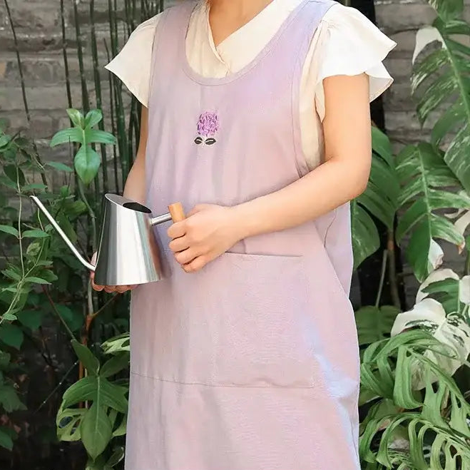 Tablier Japonais Croisé en Coton avec Broderie