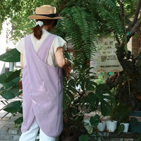 Tablier Japonais Croisé en Coton avec Broderie