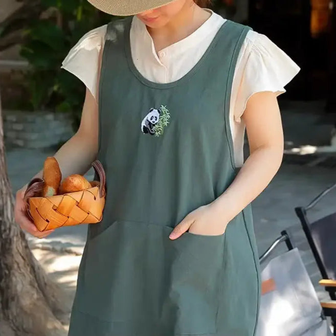 Tablier Japonais Croisé en Coton avec Broderie