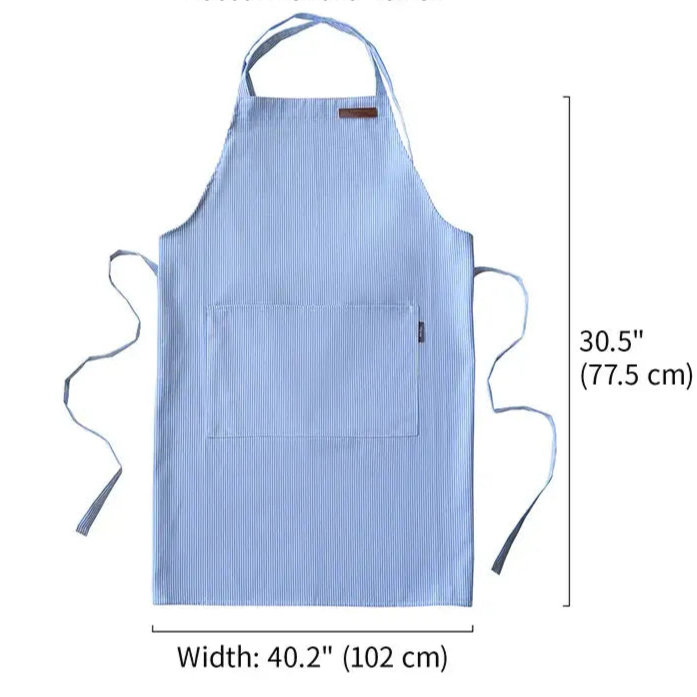 Japanese Stripe Cotton Canvas Kitchen Apron for Men and Women Anti-dirty Cross-back Pinafore with Pockets for Baking