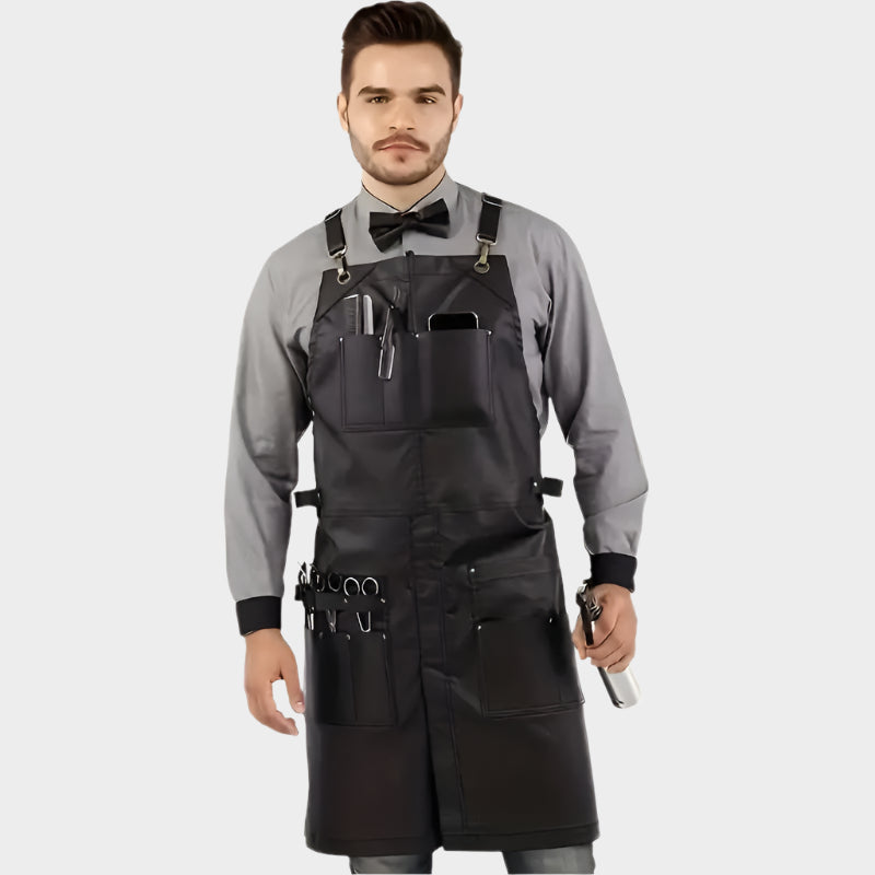 Kitchen Barber Barbershop Hairdresser Catering Baking Thickened Work Uniform Multiple Pu Leather Pockets Waterproof