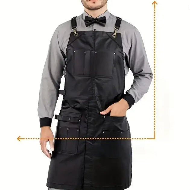 Kitchen Barber Barbershop Hairdresser Catering Baking Thickened Work Uniform Multiple Pu Leather Pockets Waterproof