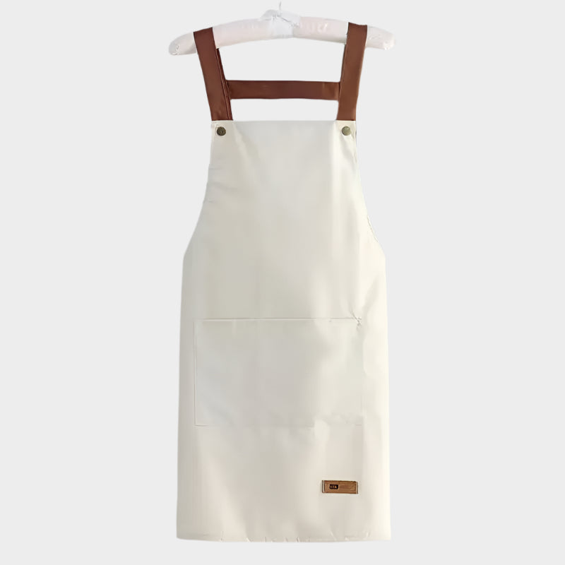 Kitchen waterproof and oil resistant apron for men and women cooking solid color simple hotel work clothes - white