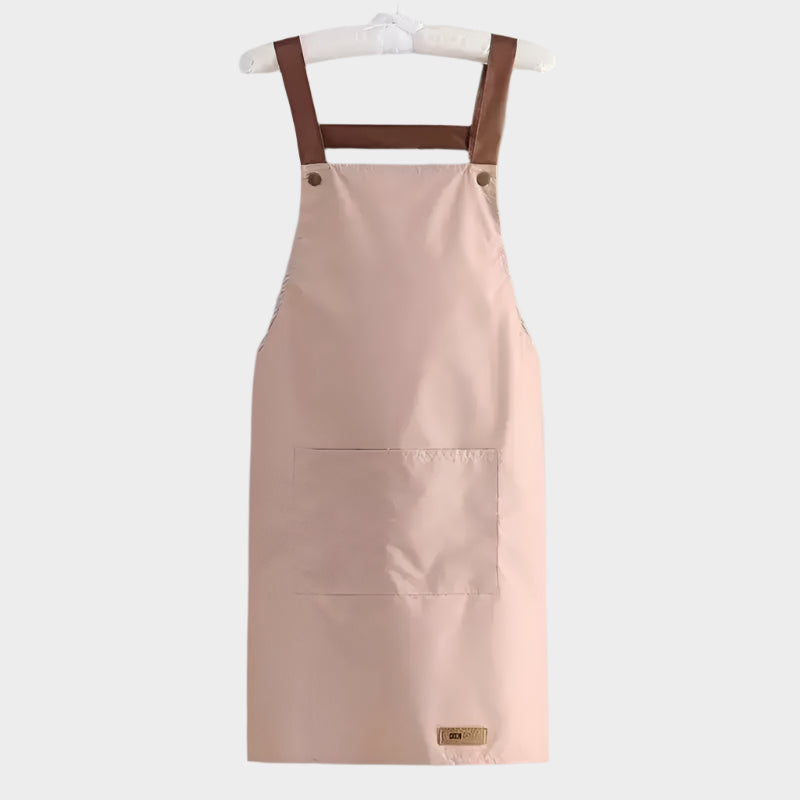 Kitchen waterproof and oil resistant apron for men and women cooking solid color simple hotel work clothes - pink