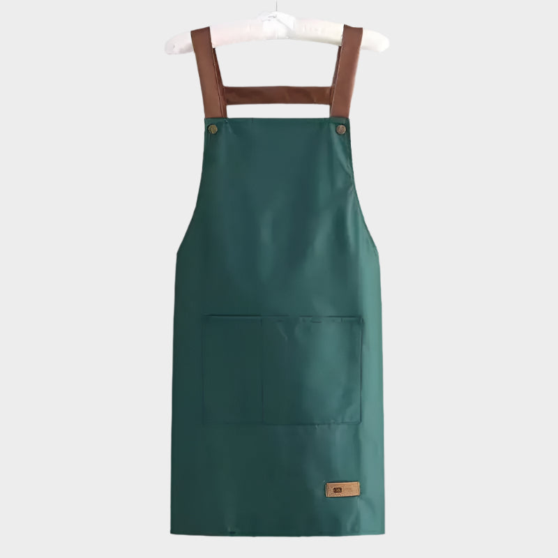 Kitchen waterproof and oil resistant apron for men and women cooking solid color simple hotel work clothes - green