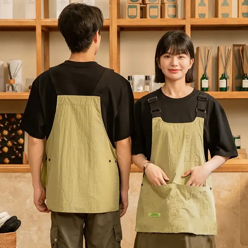 Latest Japanese Style Vest Apron With Multiple Pockets Male Female Waiter Work Clothes Adjustable Widened Shoulder