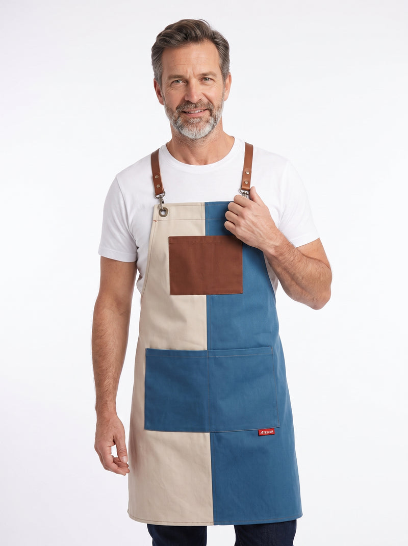 Tablier de Bricolage, packshot studio porté par un modèle