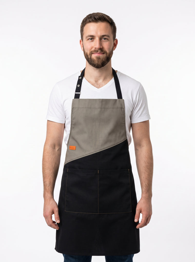 Tablier de Pizzaiolo, packshot studio porté par un modèle
