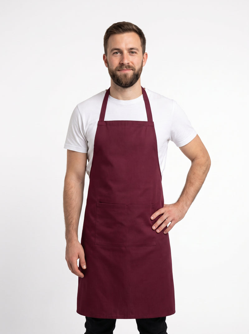 Tablier à Bavette, packshot studio porté par un modèle