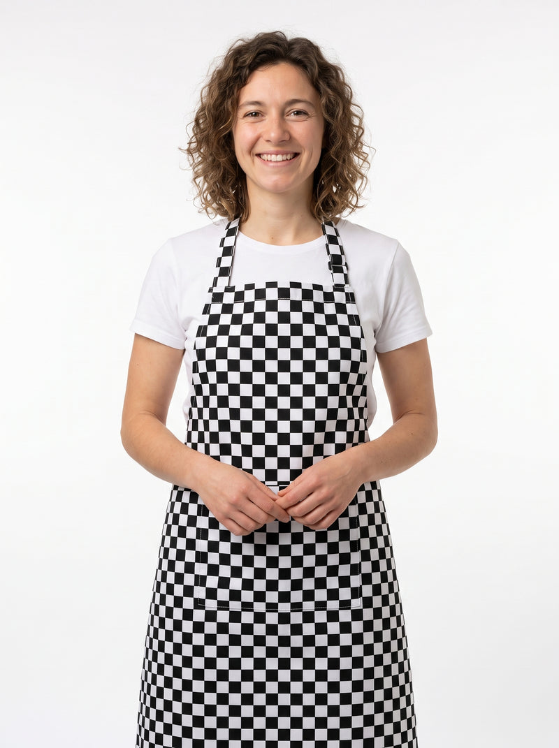 Tablier de Restauration, packshot studio porté par un modèle