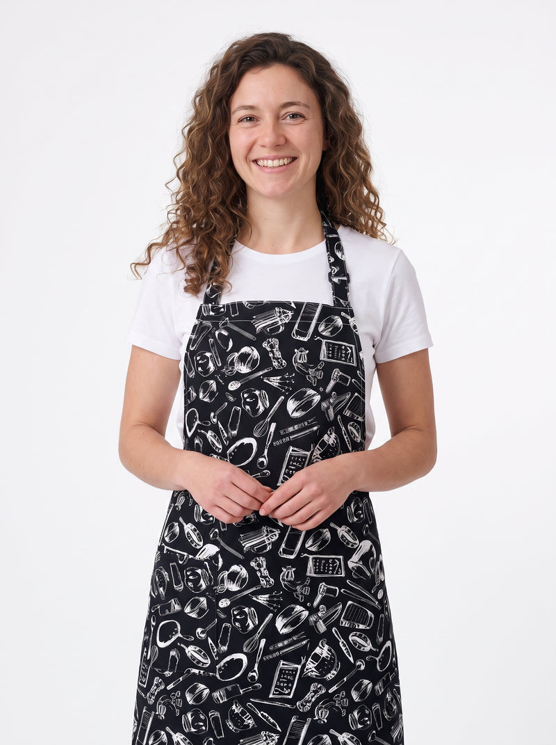 Tablier de Chef Cuisinier, packshot studio porté par un modèle