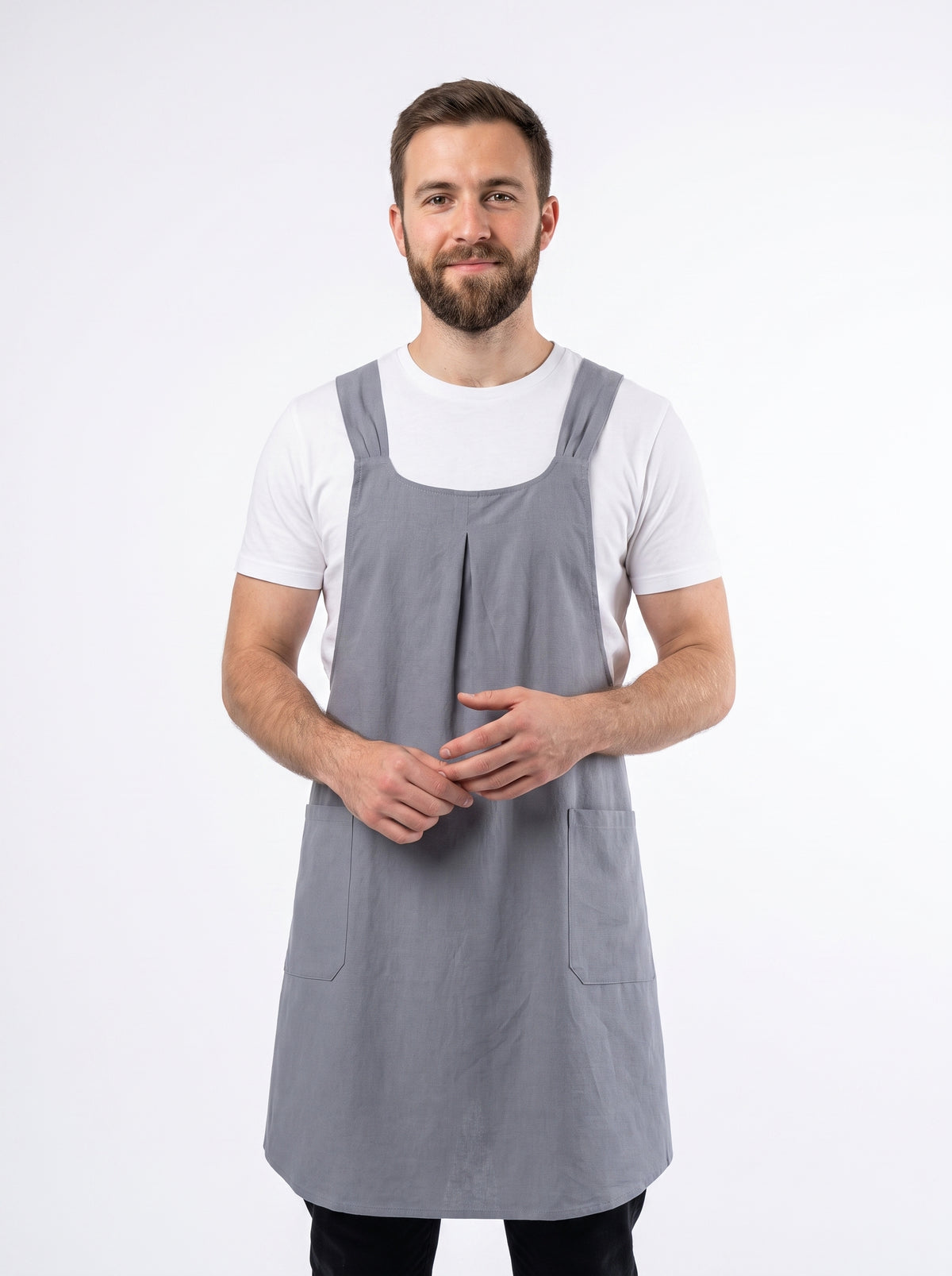 Tablier Japonais Homme, packshot studio porté par un modèle