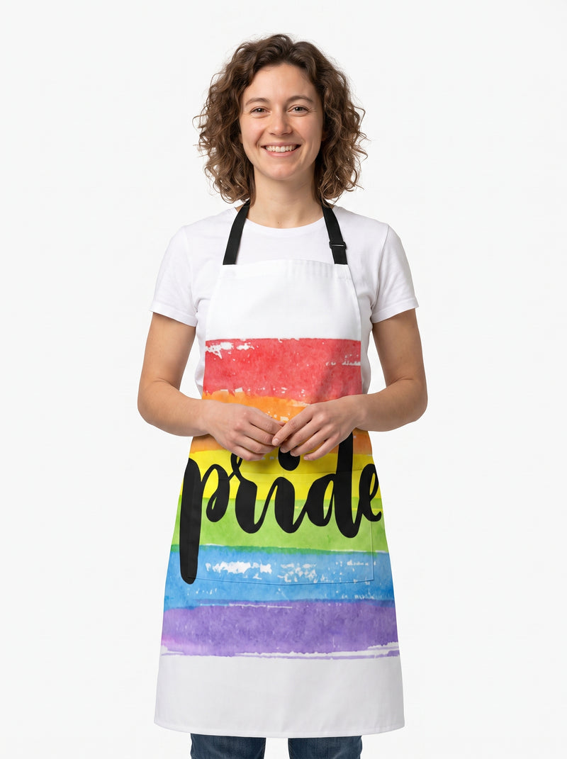 Tablier LGBT, packshot studio porté par un modèle