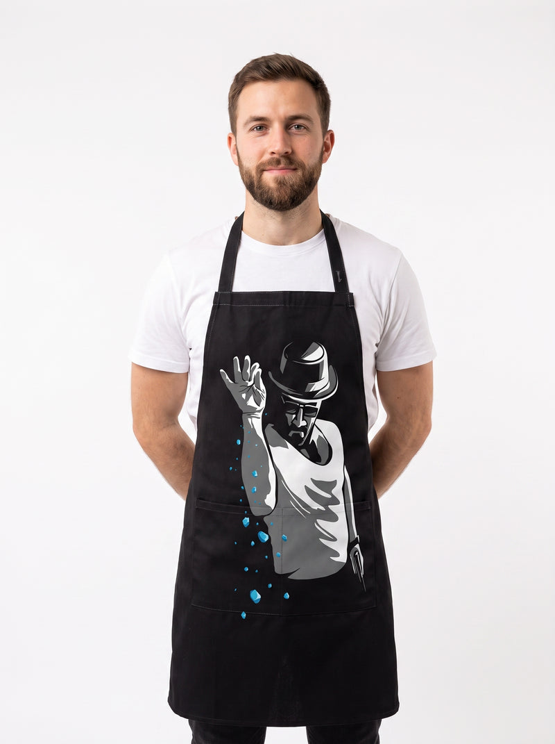 Tablier Salt Bae, packshot studio porté par un modèle