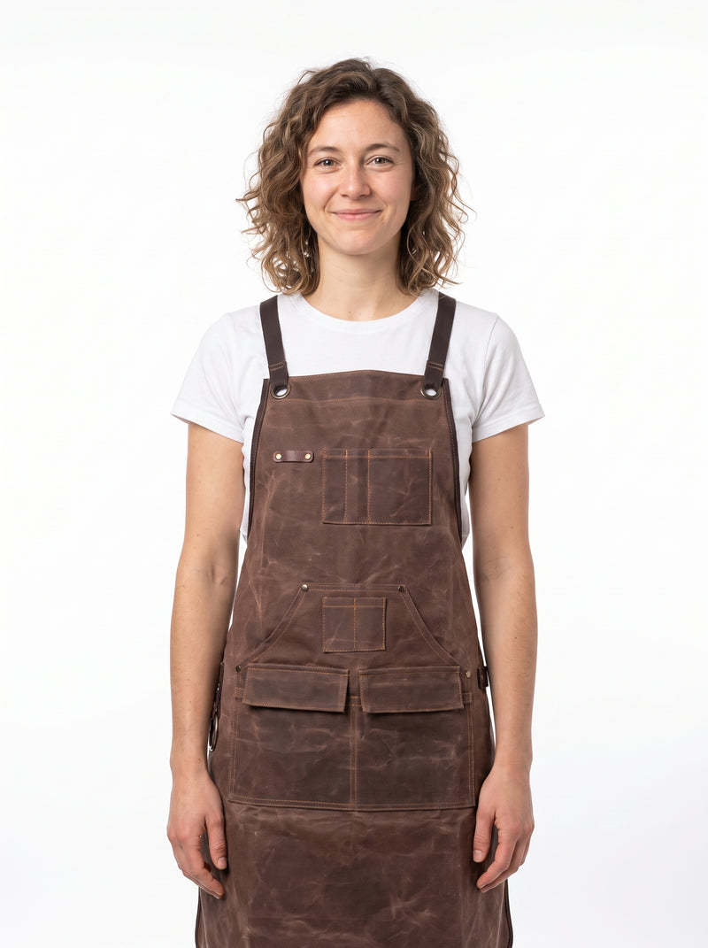 Tablier de Couvreur, packshot studio porté par un modèle