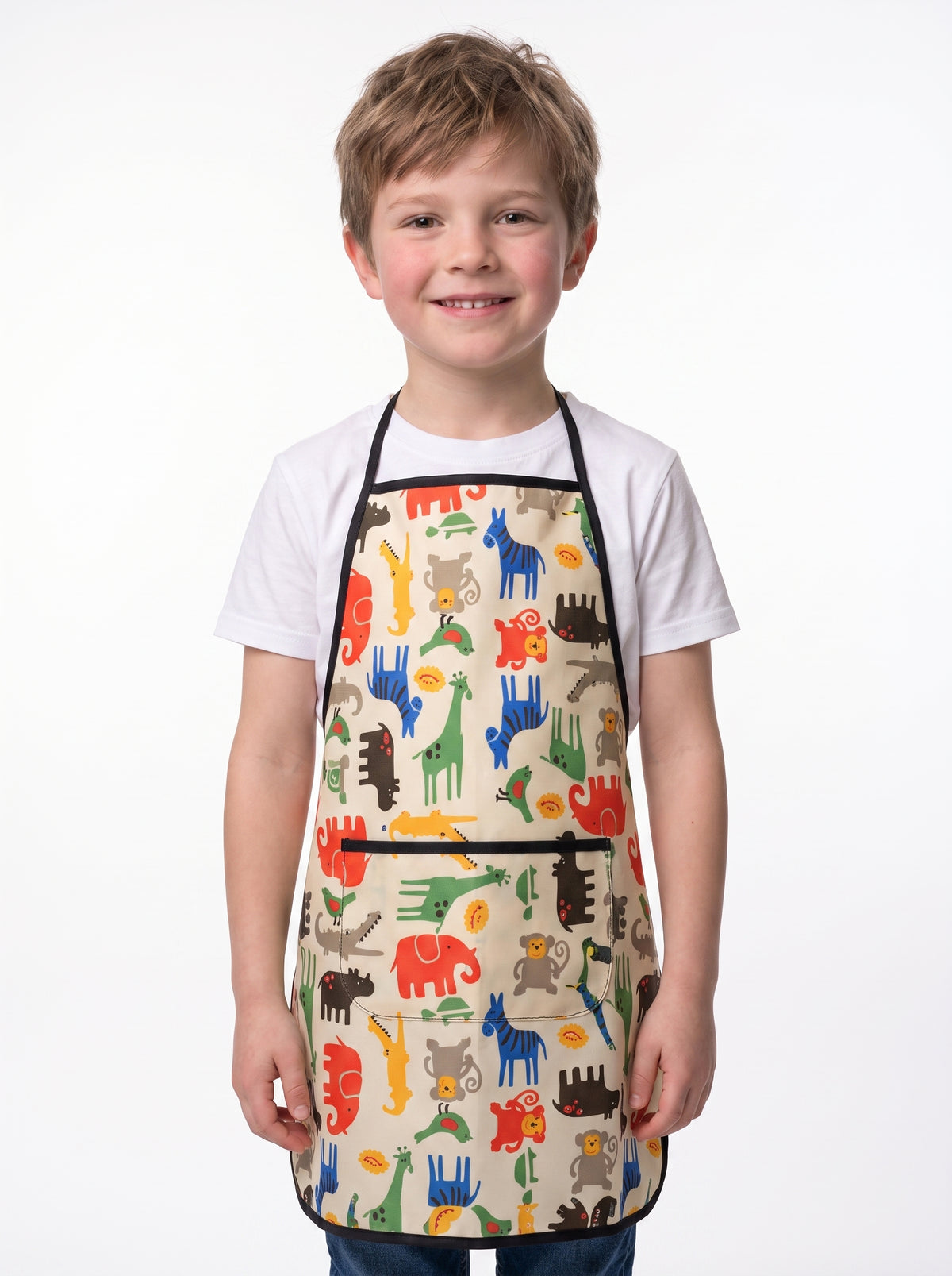 Tablier de Peinture Enfant Jaune Motifs Animaux
