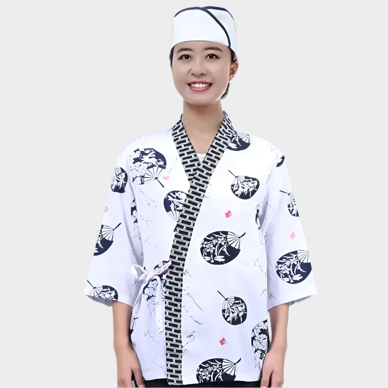 New Japanese Cuisine Sushi Chef Uniform Kimono Izakaya Restaurant Teahouse Waiter Printing Mid-sleeve Overalls For Men