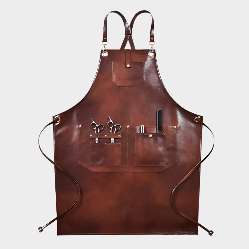 Tablier de Coiffeur en Similicuir avec Bretelles Croisées