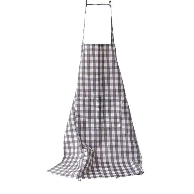 Summer Japanese Plaid Stain-resistant Waterproof Kitchen Apron With Pockets For Men and Women For Cleaning Cooking