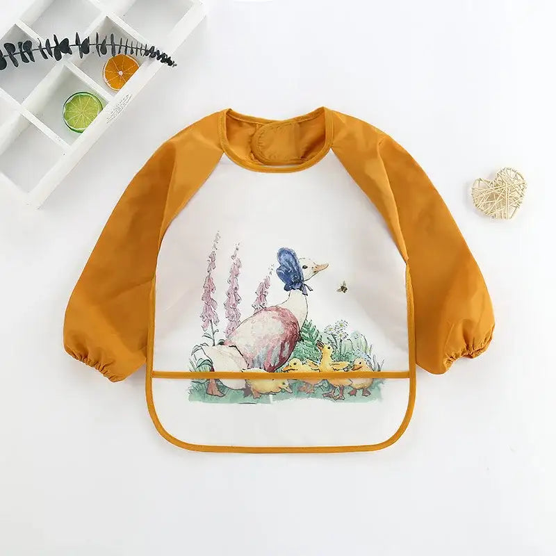 Cute Baby Bibs Toddler Baberos Bavoir Waterproof Long Sleeve Apron Cartoon Animals Children Feeding Smock Bib Baby