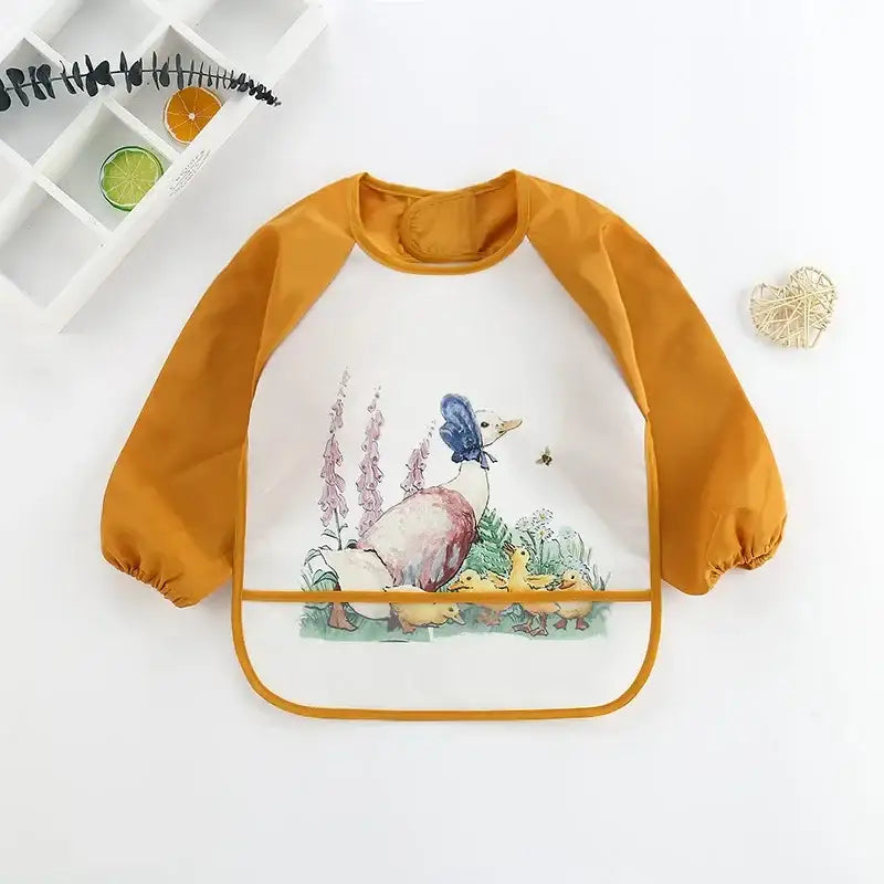Cute Baby Bibs Toddler Baberos Bavoir Waterproof Long Sleeve Apron Cartoon Animals Children Feeding Smock Bib Baby