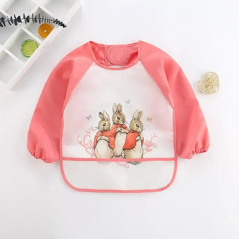 Cute Baby Bibs Toddler Baberos Bavoir Waterproof Long Sleeve Apron Cartoon Animals Children Feeding Smock Bib Baby