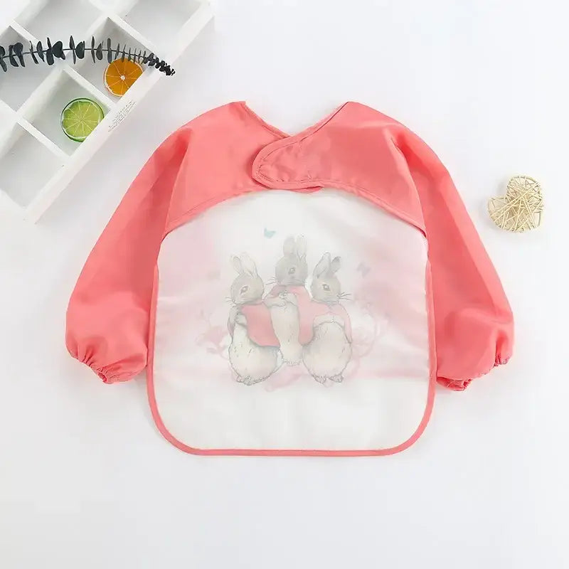 Cute Baby Bibs Toddler Baberos Bavoir Waterproof Long Sleeve Apron Cartoon Animals Children Feeding Smock Bib Baby