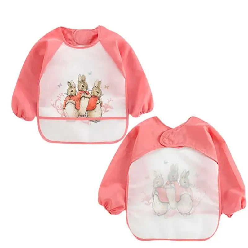 Cute Baby Bibs Toddler Baberos Bavoir Waterproof Long Sleeve Apron Cartoon Animals Children Feeding Smock Bib Baby