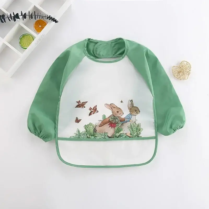 Cute Baby Bibs Toddler Baberos Bavoir Waterproof Long Sleeve Apron Cartoon Animals Children Feeding Smock Bib Baby