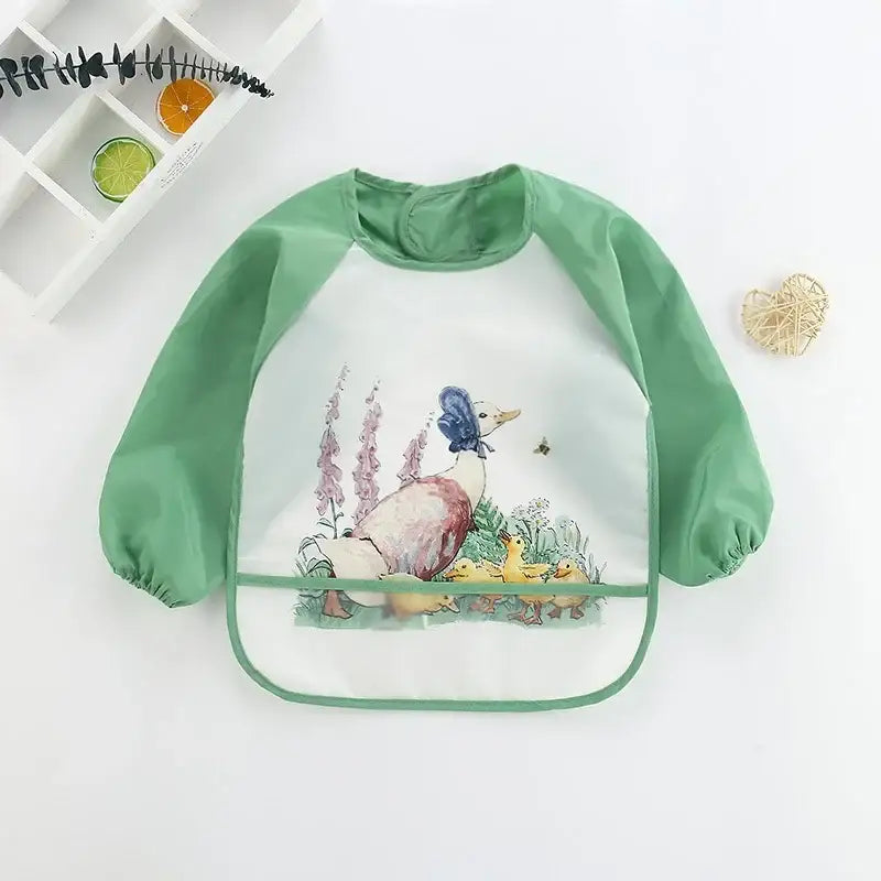 Cute Baby Bibs Toddler Baberos Bavoir Waterproof Long Sleeve Apron Cartoon Animals Children Feeding Smock Bib Baby