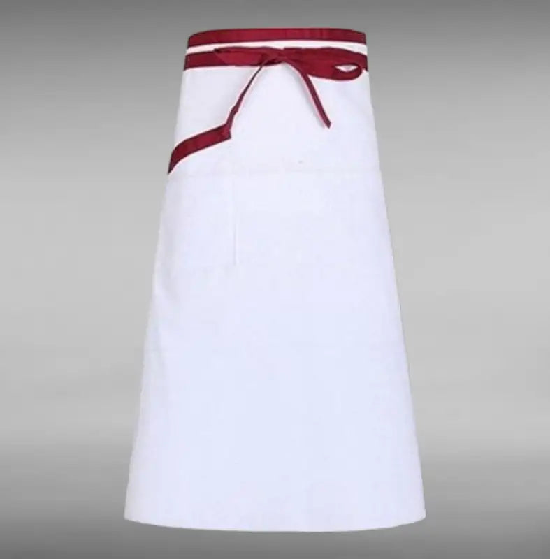 Tablier de Chef Cuisinier - Blanc/Rouge - Tablier de Travail