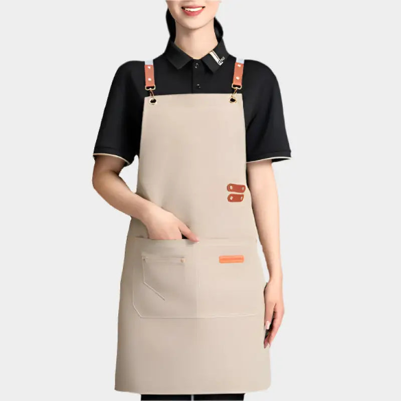 Tablier de Cuisine Imperméable avec Bretelles Croisées - Beige