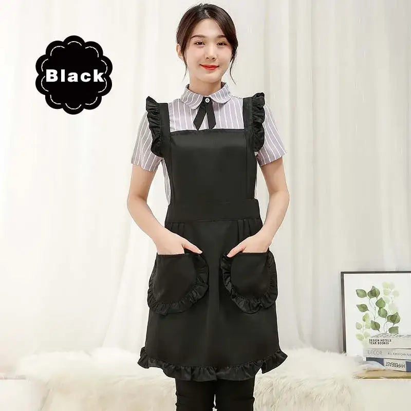 Korean Fashion Beauty Nail Salon Kitchen Lace Princess Dress Flower Shop Manicurist Work Clothes Falbala Woman Girl